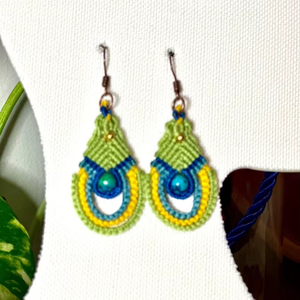 Pendientes de Candelabro de Cuarzo Tejidos a Mano con Macramé de Pavo Real Colorido, Joyería de Moda Boho Vintage para Fiesta, HARI OM CREATIONS - Product Image 1