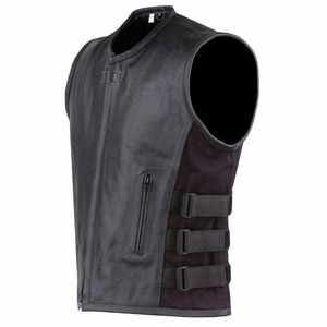 Chaleco de Cuero Genuino para Hombre Zarsah Exports, Impermeable, para Invierno, Cuello en V, con Cierre, Estilo Motero, con Bolsillos - Product Image 4