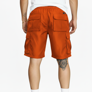 Men's Solid Color Cargo Shorts Mid Waist Drawstring Closure Bermuda Style Casual Pants Pockets 100% Cotton Quick Dry Canvas - Product Image 4