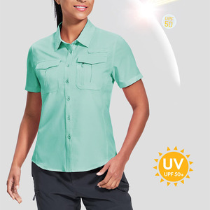 Camisetas de pesca de tela premium para exteriores, de buena calidad, con impresión de logotipo personalizado, para mujer. - Product Image 2