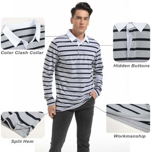 Polo homme confortable à séchage rapide, en coton/polyester, manches longues. - Product Image 4