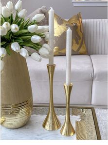 Porte-bougie en aluminium doré personnalisé, fait main, en métal, pour la décoration de la maison et des événements - Product Image 4