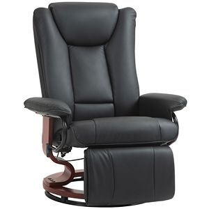 Poltrona reclinabile elettrica da soggiorno con poggiapiedi moderno in pelle PU nera - Product Image 1