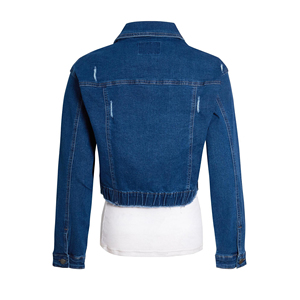 Veste en jean déchiré respirante personnalisable de haute qualité pour l'hiver, bleu moyen, boutonnée, en coton, avec design imprimé personnalisé, fermeture à boutons - Product Image 5