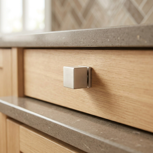 Poignée de meuble carrée moderne en laiton, design minimaliste, style factice, pour tiroir de commode et porte, nickel poli, quincaillerie de mobilier - Product Image 2