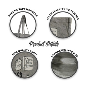 Eco Friendly Recyclable Biodegradable Cotton <b>Canvas</b> Shopping Bag 17x15x8 Inch Reusable Laminated Grocery Tote Strong Handles LMC - Product Image 2