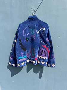Royal Blue Embroidered Velvet <b>Jacket</b> for Women Luxury Winter Wear Handcrafted Floral Motif Premium Velvet Coat - Product Image 3