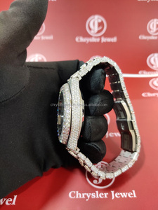 Montres mécaniques à mouvement automatique en acier inoxydable pour hommes et femmes à la mode Cadran en verre Fenêtre Moissanite Diamant Design glacé - Product Image 6