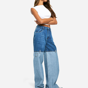 Pantalones Vaqueros Holgados de Cintura Alta, Corte Regular, Elásticos, de Algodón, Estilo Baggy, Rectos, Ajustados, para Mujer, Servicio OEM - Product Image 4