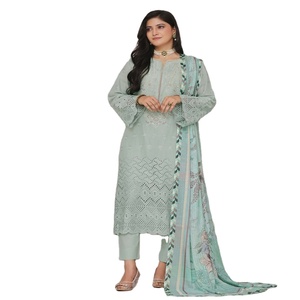 Hermoso elegante indio paquistaní señoras bordado de tres piezas Salwar Kameez moderno vestido de uso diario - Product Image 1
