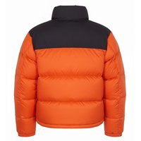 Manteau d'hiver orange pour homme, col montant, fermeture éclair, épais, décontracté, couleur unie, coupe classique, en polyester, vente en gros