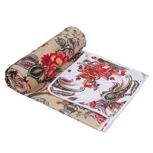 Traditional Hand Block Printed Soft Cotton Single <b>Bed</b> Dohar Comfortable Hand Made Jaipur Hand Crafted Cotton Reversible Dohar - Product Image 1