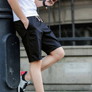 Shorts d'été décontractés pour hommes en toile de coton unie, taille mi-haute élastique, écologiques, séchage rapide, respirants, logo personnalisé, haute qualité - Product Image 6