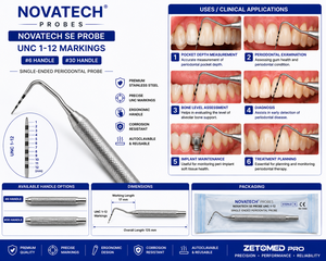 Novatech SE Probe UNC 1-12 single-ended periodontal Probe #6 #30สแตนเลส zetomed Pro - Product Image 2