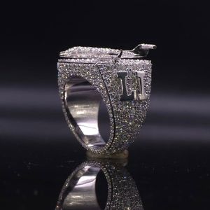 Custom Number Moissanite <b>Ring</b> Cubic Zirconia <b>Ice</b> Cube Pendant Band Silver Color Jewelry Gift - Product Image 4