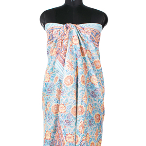 Pareo de Playa Grande de Algodón con Estampado Floral Multicolor Hecho a Mano, Tipo Sarong, para Verano - Product Image 4