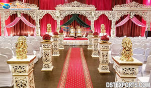 Exclusivas decoraciones de boda indias Maharani de Londres pilares dobles tradicionales Mandap - Product Image 3