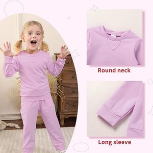 Nouvel ensemble de vêtements pour enfants unisexe, sweat-shirt à manches longues, pantalon uni, 2 pièces, tenues d'hiver pour tout-petits, 100% coton respirant - Product Image 2