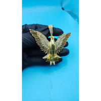 Pendentif oiseau de luxe avec diamant Moissanite noir et blanc, en argent sterling 925 finition or, entièrement serti de diamants, style Hip Hop