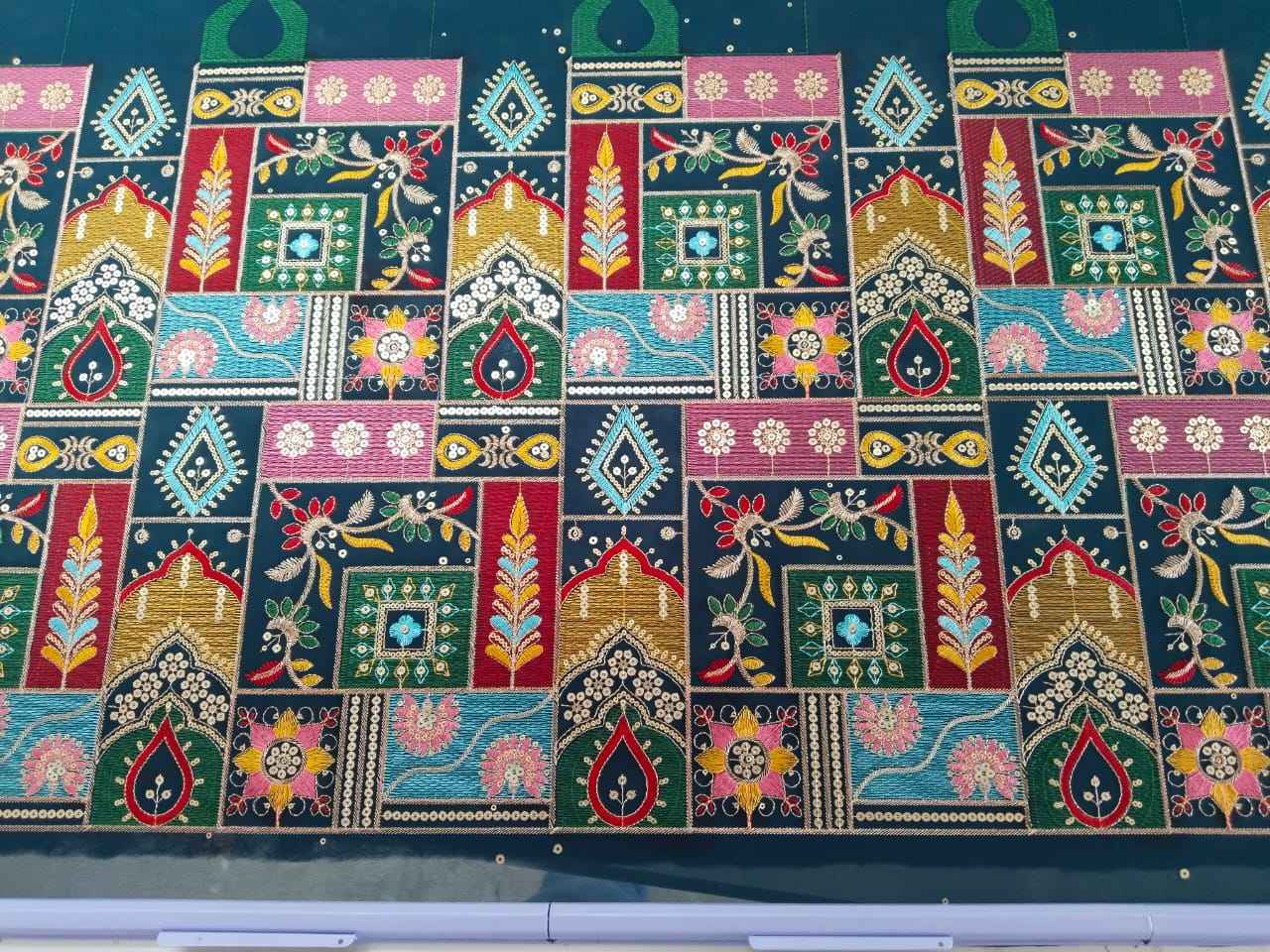 Premium 55 Inch Panna Heavy Embroidery Fabric Wholesale Luxury Stone Work Dress Material Bulk Supplier High Quality Textile