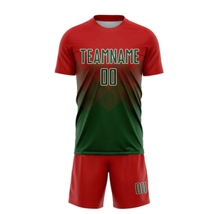 Dynamic Custom Red Green-white Sublimation Soccer Uniform Jersey Breathable Quick-drying Gear Unmatched Performance - Product Image 2
