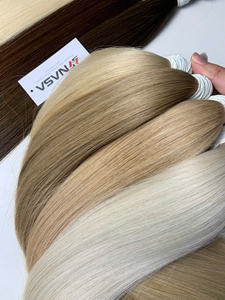 Extensions de cheveux humains vierges vietnamiennes droites naturelles de couleur claire de qualité supérieure Double extrémités pleines dessinées 100g en vrac blanchies - Product Image 3