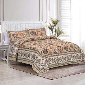 Drap de lit décoratif Satrangee imprimé à la main, 100% coton, motif floral, 300 fils, résistant à la décoloration, toutes saisons, personnalisable, qualité supérieure, style simple - Product Image 2
