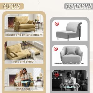 Divano Letto Reclinabile 3-in-1 Convertibile Stile Mid-Century Moderno per Piccoli Spazi con Tre Cuscini - Product Image 5