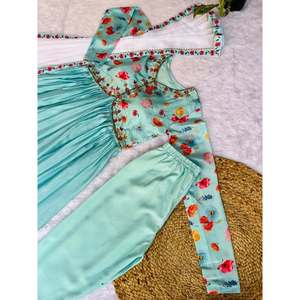 FANCY SOFT CHINON IMPRESIÓN DIGITAL TRABAJO ALIA CUT BOTTOM CON DUPATTA SKY - Product Image 6