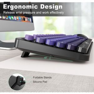 2.4G Full-Sized Wireless Keyboard <b>Mouse</b> Combo Cute Colorful 104 Retro Typewriter Keys with <b>Mouse</b> <b>Mouse</b> Keyboard - Product Image 2