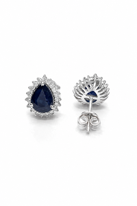 Pendientes de Zafiro Azul y Diamantes en Plata de Ley 92.5 KLST-30845 - Product Image 4