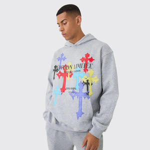 ชุดจ็อกเกอร์ผู้ชายไซส์ใหญ่ ผ้าโพลีเอสเตอร์/คอตตอน ระบายอากาศได้ดี สำหรับฤดูหนาว พร้อมเสื้อฮู้ดปักลายป้ายส่วนตัว - Product Image 1