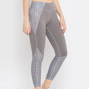 Leggings de Yoga de Cintura Alta con Estampado Geométrico, Largo hasta la Pantorrilla, Spandex y Poliéster, Elásticos en Cuatro Direcciones, Diseño con Costuras en Contraste - Product Image 4