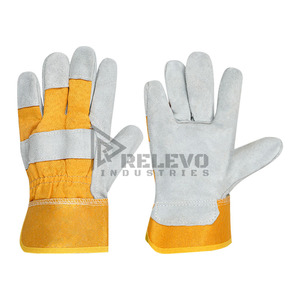 Wholesale Cowhide Leather Anti-Cut Welding Work <b>Gloves</b> Double Palm Reinforced Safety Mitts Winter Full Finger Unisex RELEVO - Product Image 1