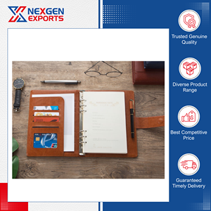 Carnet à anneaux en cuir PU de qualité supérieure, très résistant, avec boucle magnétique, couverture rigide, origine Inde - Product Image 6