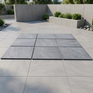 Carreaux de sol extérieurs en porcelaine de 20 mm d'épaisseur, antidérapants, de couleur anthracite, pour jardin et terrasse, résistants, imitation pierre - Product Image 3