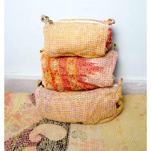 Wholesale 100% kantha Tassel Zipper Pouch 3-Piece set Vintage Large Eco-Friendly Portable Women's Cosmetic Organizer Bag Set - Product Image 6