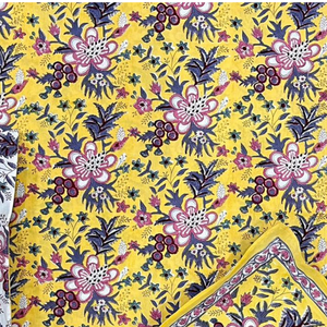 Jaipur Floral Block Print <b>King</b> <b>Size</b> Cotton Bedsheet 3 PC Set 200TC Soft Durable Sustainable Skin Friendly Non Toxic Dye Home - Product Image 3