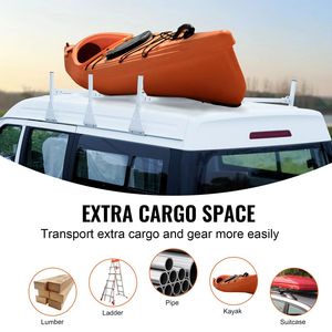 Portapacchi da 56.3 61.4 \ "in lega regolabile in acciaio per furgoni Full-Size con capacità di 750 libbre per scaletta scaletta tappi per grondaia - Product Image 6
