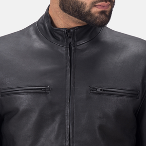 Veste en cuir véritable pour homme de qualité supérieure pour l'automne et l'hiver, style streetwear, couleur unie, service OEM, vestes en cuir - Product Image 4