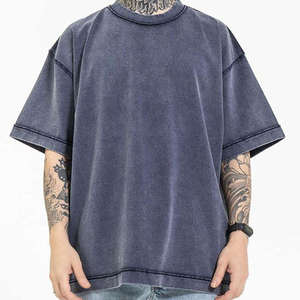 Custom Heavyweight 100% Cotton Oversized <b>Acid</b> Wash T Shirt Vintage Men's Streetwear <b>Drop</b> Shoulder Plain Blank T-Shirt - Product Image 4