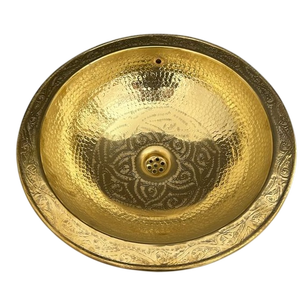 Lavabo Ovalado de Latón de Diseño con Acabado Martillado, Lavabo de Lujo para Encimera, Lavabo de Metal Dorado Premium, Decoración Artística Premium - Product Image 1
