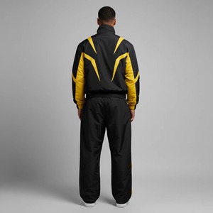 Conjunto Deportivo para Hombre, Color Morado con Bloques de Color, Cierre Completo, Cuello Alto, Estilo Deportivo, Secado Rápido, Poliéster, Ropa de Otoño - Product Image 5
