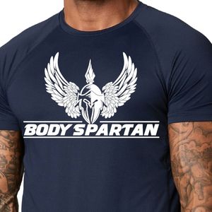 Camiseta con estampado gráfico azul marino para hombre, cuello redondo, manga corta, atlética, para gimnasio, entrenamiento, ropa deportiva informal, ropa deportiva - Product Image 3