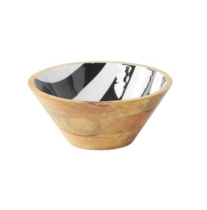 Bol en bois fait main avec impression émaillée pour la maison, bol de service rond en bois pour la cuisine, dernière arrivée - Product Image 1