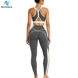 Conjunto de Yoga para Mujer, 2 Piezas, Cintura Alta, para Entrenamiento, Uso Diario, Cómodo, Tejido Elástico, Gimnasio, Fitness al Aire Libre - Product Image 5