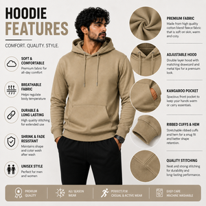 Sudadera con capucha extragrande de felpa gruesa para hombre, de color liso, con hombros caídos, estilo urbano, de algodón. - Product Image 6