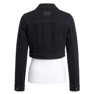 Chaqueta vaquera negra corta - Chaqueta vaquera para mujer de mezcla de algodón ecológica, de secado rápido y transpirable - Product Image 4