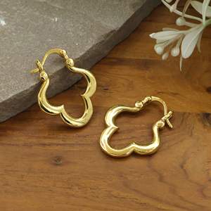 Pendientes de Aro de Latón con Diseño de Trébol Marroquí, Joyería Bohemia Vintage en Oro y Plata, Regalo para Ella - Product Image 1
