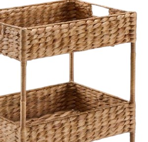Custom Vintage Wicker Water Hyacinth Rolling <b>Cart</b> Mobile Floor Standing Display Unit Aesthetic Rectangular Design Home Decor She - Product Image 3